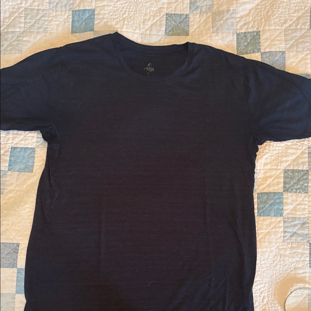 Ridge Men's Navy Crew Neck Merino T-Shirt